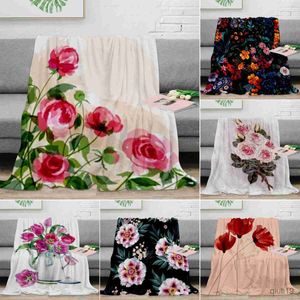 Decken farbenfrohe Blumen Flanellwurf Decke Red Rose Romantische Themen Decke Valentinstag Geschenk für Mädchen Frauen König in voller Größe R230824