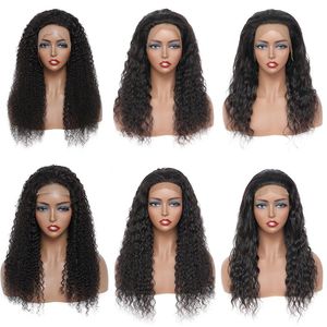 Proste ludzkie włosy 4x4 koronkowe peruki dla kobiet w całym brazylijskim perwersyjnym kręconym ciele fala głębokiej 180% gęstość 13x4 frontal256d