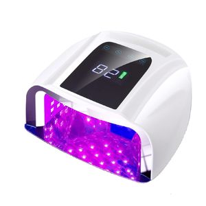 Nail Dryers 96W Rechargeable Nail Lamp with Handle Cordless Gel Lacquer Dryer Red Light Manicure Machine Wireless Nail UV LED Lamp 230824