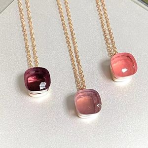 Подвесные ожерелья Классическое ожерелье для женщин розовая синяя конфеты хрустальная топаз бирюзовый розовый золото.