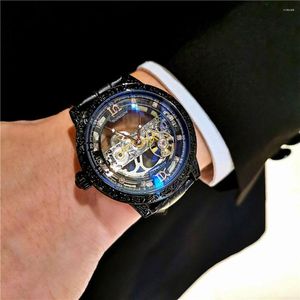 Armbanduhr Automatic Wicking Men's Watch Skelett mechanische Armbanduhr Leder wasserdichte Leuchtuhr Relogios Maskulino 2023