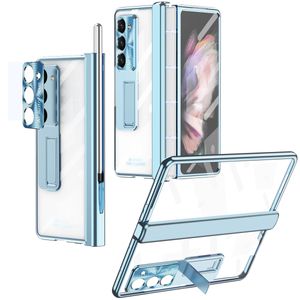 Luxuriöse transparente Handyhülle mit magnetischer Scharnierbeschichtung für Samsung Galaxy Folding Z Fold5 5G, unsichtbare Halterung, transparente Membran, Ständer, Faltschale mit Stifthalter