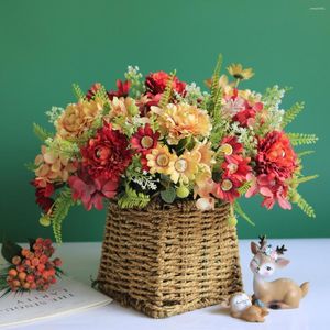 Dekoratif Çiçekler Yapay İpek Tutar Toplu Hydidana Küçük Daisy Karanfil Buket Buket Düğün Pografi Ev El Masaüstü Sahte Çiçek Dekor