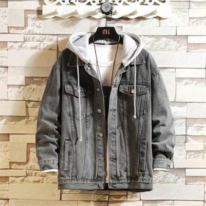 Men's Jackets 2023 Denim Jacket Cotton Loose Hooded Jean Outwear Coat Solid Men Casual Couple Streetwear Plus Size 5XL