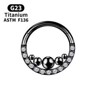 Piercing Cartilage Titanium Septum Hinge Tragus Earrings Gold Zircon Segment Nose Ring Clicker Industrial Body Jewelry