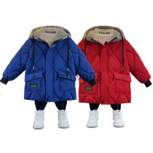 Down Coat Winter New Boys Coats Fashion Korean Version Barn Huva Varm bomullsutkläder Kidskläder Tonåringar tjockare ner Jackor 714Y X0825