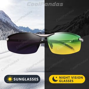 Óculos de sol CoolPandas Pochromic Sunglasses Men Day Night-Vision Polarized Chameleon Óculos Driving UV400 Sun Glasses De Sol 230824