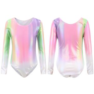 Body Mechanics Clothing Gymnastics Leotards for Girls Gradient Color Dance Long Sleeve Athletic Ballet Dancewear Bodysuits Kids 5-14 Years 230825