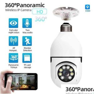 IP -kameror 360 ° WiFi PTZ Panorama Camera BB 2MP Panorama Night Vision o Hem Säkerhet Videoövervakning Fisheye Lamp Drop Delivery DHXI9