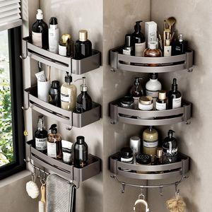Bathroom Shelves Shelf No Drilling Aluminum Above The Toilet Wall Mounted Organizer Shampoo Storage Rack Kitchen Accessories 230824