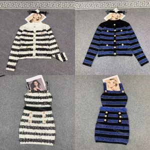 Rock-Set, Strick-Set, Damen, ärmelloses Oberteil, Kleid, Tasche, Hüftrock, hohe Taille, langärmelige Strickjacke, dreiteiliges Set