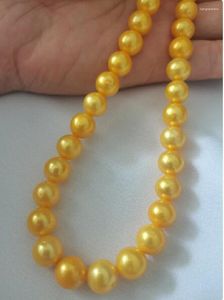 Correntes 9-10MM Aquatic Akoya Gold Pearl Necklace com fivela 14K