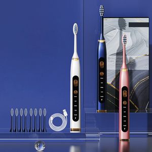 Toothbrush 15Gears Electric Sonic Toothbrush Rechargeable Waterproof Ultrasonic Intelligent Tooth Brush Replace Head for Adults Teeth White 230824