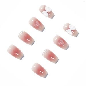 Nail Art Kits Blush Pink Long Press On Nails Full Cover Sticks Medium Acryl für Frauen und Mädchen Salon