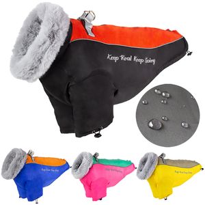 Dog Apparel Waterproof Fur Collar Jacket for Medium Large Coat Clothes Warm Thicken Pet Outfits Poodle Labrador Costume Supplies 230825