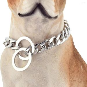 Dog Collars 19mm Cuban Link Duty Metal Slip Chain Collar Strong Big Titan Chew Proof For American Pitbull German Shepherd