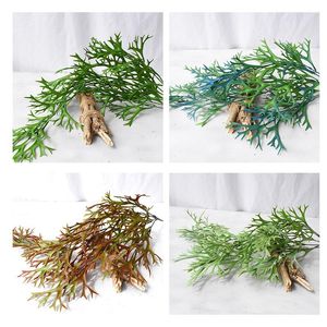 Decorative Flowers 80cm Artificial Rattan Wall Hanging Staghorn Fern Green Fake Plant Pine Needle Plastic Christmas Decor