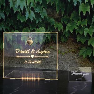 Outros suprimentos de festa de evento Caixa de cartão personalizada casamento DIY acrílico transparente com sinal de bloqueio para recepção formatura aniversário chá de bebê 230824