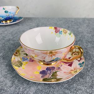 Mugs Gold rim Bone China Ceramics Tea Coffee 1 Pair Cups The us Style Espresso with Waucers Kitchen Utensils 230825