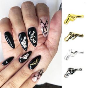 Nail Art Decorations 10pcs/20pcs Supplies Luxury Gold And Silver Pistol Shaped Metal Alloy 3D Gun Charms Retro DIY Accessory TP889