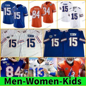 Mężczyźni Kobiety Dzieci Tim Tebow Football Jersey College Florida Gators Kyle Trask Richardson E.Smith Jeff Driskel Aaron Hernandez Kyle Pitts Custom Orange White Blue 150th