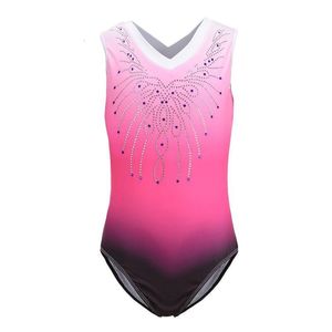 Body Mechanics Roupas Crianças Padrão Gradiente Crianças Vestidos de Dança Plus Size Ginástica Bodysuit Macacão Leotard Ballet Dance Wear para 6-14Y 230825