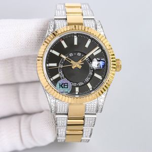 Diamond Watch Erkek İzle Otomatik Mekanik 9001 Hareket Montre de Luxe Paslanmaz Çelik Kayış Moda Kol saati Su Geçirmez 42mm Şiny