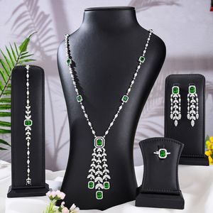 Charm Armband Godki Luxury UAE 4PCS Shell Smycken Set For Women Wedding Necklace Earring Zircon Indian Dubai Bridal Smycken Set 230824