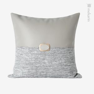 Pillow Living Room Sofa Light Gray Stitching Metal Buckle El Bedroom Bed Villa And Breakfast Winery