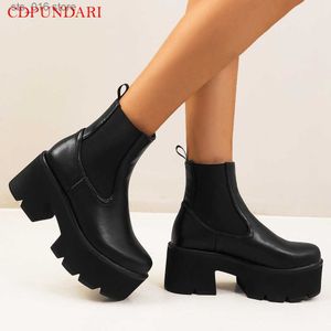 Boots Black Chunky Motorcycle Boots For Women Platform Ankle Boots Ladies Street Punk Boots Spring Autumn Short Boots Shoes Brown T230824