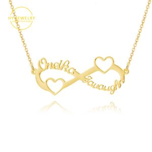 Colares de pingente personalizado ouro aço inoxidável nome personalizado colar coração infinito amizade jóias amigo natal 230825