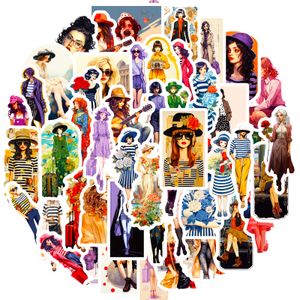 50Pcs-Pack Pretty City Girl Stickers Waterproof Vinyl Stickers for Luggage Water Bottle Laptop Car Planner Scrapbooking Phone Mac Wardrobe Door Wall Decals