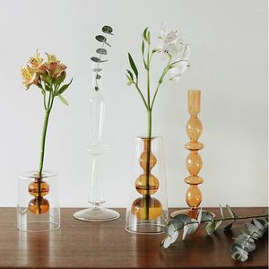 Vazo 1 adet cam çiçek vazo dekoratif merkez parçası açık dekorasyon ev doğum günü iyiliği etkinliği düğün sanatları el sanatları
