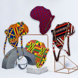 Sacos de cintura Moda Saco Mulher Inclinado Mapa Africano Alta Qualidade Ancara Tradicional Impressão Algodão Cera Material Senhora 230823