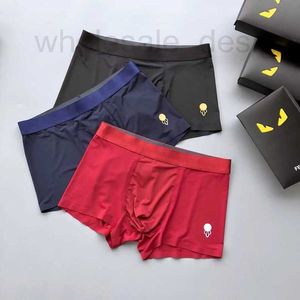 Mutande Designer Intimo da uomo confezione da 3 di piccoli mostri in scatola con boxer di tendenza in seta ghiaccio WZ2N