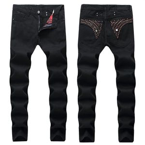 2020 novos homens em linha reta magro ajuste jeans de motociclista com zíper roupas masculinas angustiado buraco streetwear estilo luxo robin jeans262b