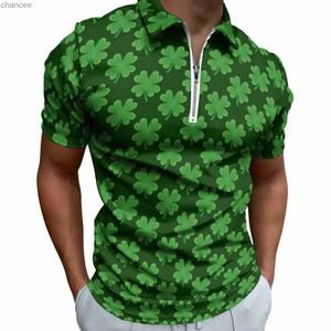 Liście koniczyny Shamrock Casual Polo koszule Święty Patricks Day T-shirty Men Men Shile Rleeve Design Day Day Vintage Oversize Tops Prezent HKD230825