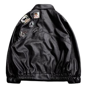 Mäns jackor Autumn Leather Jacket Men fleece Motorcykel PU LAAHTER MANA TURNDOWN COLL CASUAL WINDBREAKER ROPA DE HOMBRE COER 3XL 230824