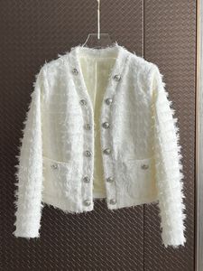 Misto lana da donna Pista di marca coreana di lusso Cardigan bianco Nappe Giacca in tweed Cappotti per le donne Casacos Piccola fragranza Outwear Femme Top 230824