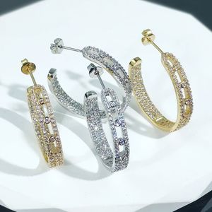 Новый дизайнер Huggie Hoop Geometric Serrings Iced Out Bling Pave Cubic Zircon Cz Fashion Hip Hop Women Lady Festival Festival Jewelry