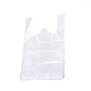 Sacos de armazenamento Toyvian Camiseta branca com alça Saco de grau Embalagem Supermercado Mercearia 100pcsPlastic Tote