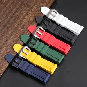 Watch Bands For PAM Rubber Strap 20 22 24 26MM Solid Color Mens Bracelet Vintage Style Waterproof And Dustproof Watchband 230825