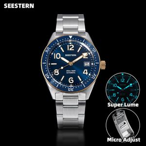 Relógios de pulso Seestern S434 Relógio de mergulho de homens NH35 Movimento automático 200m impermeável relógios de pulso mecânicos luminosos esqueleto de safira 230824
