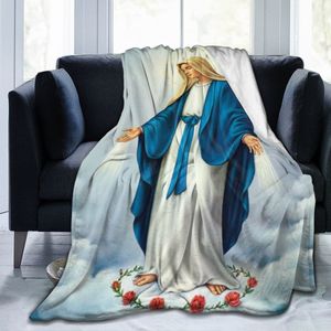 Blankets Virgin Mary Blanket Our Lady of Guadalupe Flannel Blanket Warm Gifts for Mom Cozy Fuzzy Throw Sofa Couch Bedding Living Room 230824