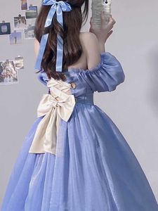 Summer Blue France Vintage Fairy Dress Retro Elegant Evening Party Midi Dress Pufle Eleve Sexy Corea Princess 2022 230808