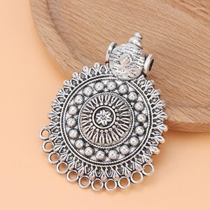 Pendant Necklaces 3pcs/Lot Tibetan Silver Boho Large Round Multi Strand Connectors Charms Pendants For DIY Jewelry Making Findings