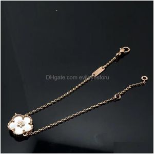 Oryginalne Plum Designer Designer Białe kwiat Bracelety Elegancka miłość cztery liść koniczyna 18k złota bransoletki VC logo grawertować bransoletę dhdcf