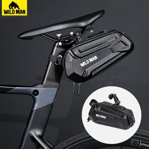 Panniers Bags WILD MAN Bike Bag Rear Waterproof Bicycle Saddle Bag Hard Shell Cycling Accessories Bag Can be hung tail lights 1.2L 230824