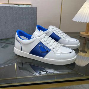 Luxury 23S/s vit läder kalvskinn borstade sneakers skor högkvalitativa varumärken komfort utomhus triangeltränare mäns casual promenad eu38-45 03