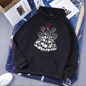 Kvinnors hoodies Skull Print Y2K Hip Hop Hoodie Harajuku Style Deep Black Retro Street Sweaters For Men and Women